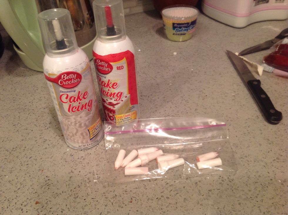 While baking, make your frosting. I'm using store bought, so I took a cleaning break. Don't dump your batter!