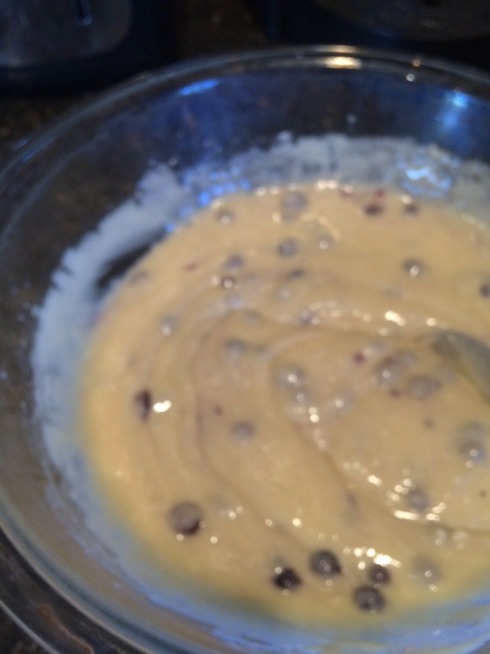 While brownies are backing, make the blueberry muffin mix. Again, I suggest using milk instead of water for the mix.