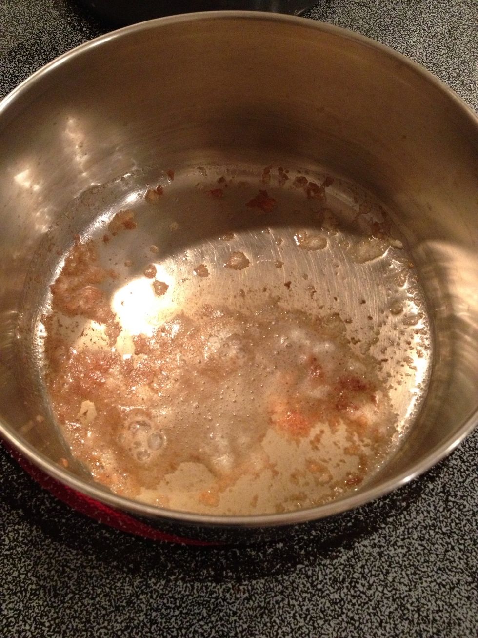 While chicken and macaroni are cooking, melt butter in a saucepan.