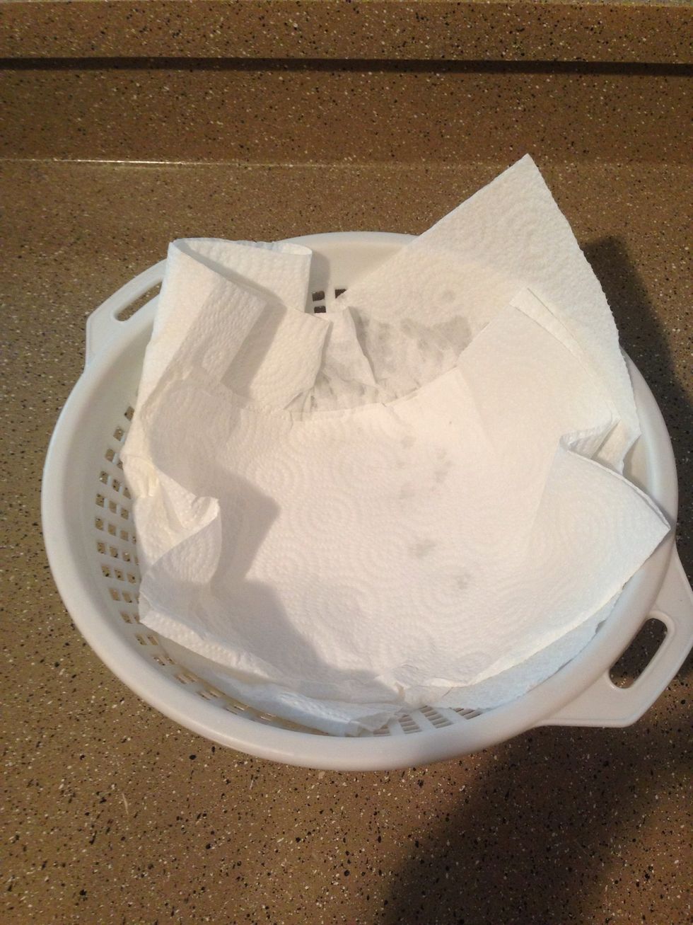 While everything is cooking gather paper towels n place them in a dish that will help absorb the grease