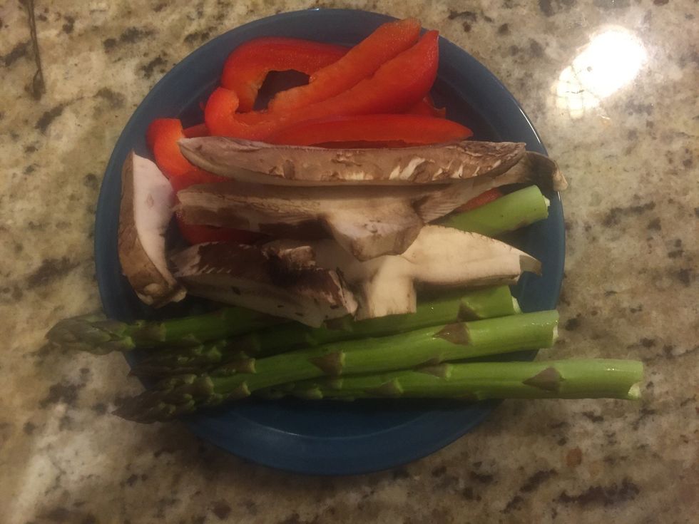 While fish is in the pan, chop up your vegetables. You can use whatever you like, but these are my favourite!\ud83c\udf36