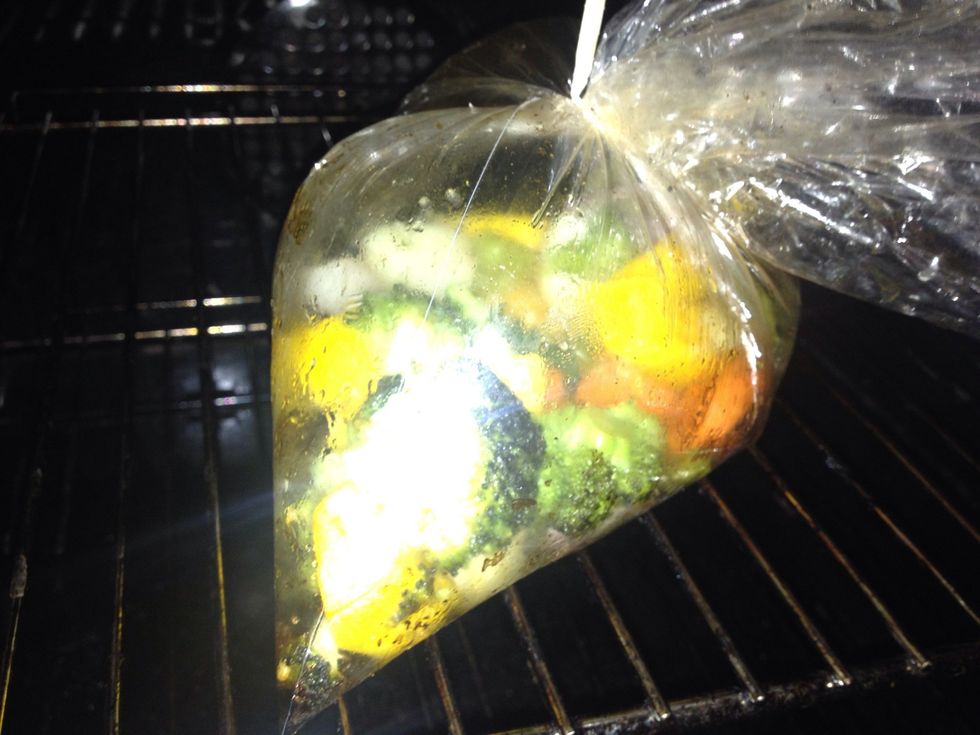 While in the oven cooking