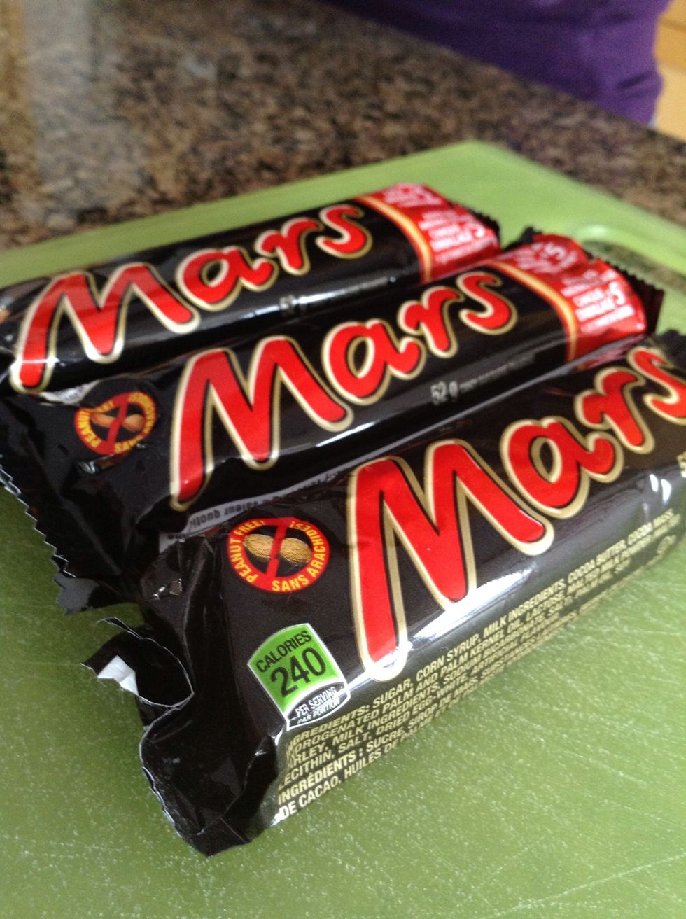 While it is in the fridge you can cut your mars bars