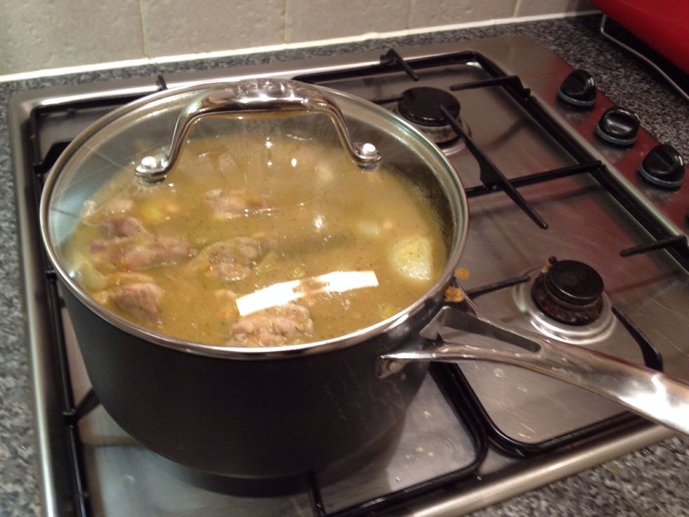 While it simmers for the last 10 minutes or so, prepare the rice according to re packet instructions.