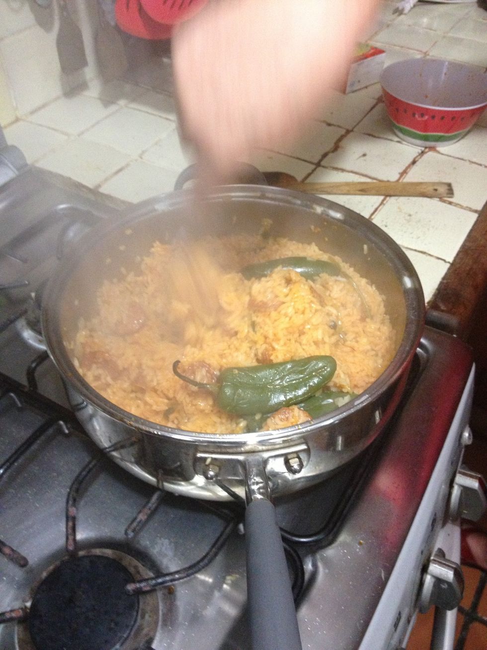 While it sits, stir it a bit so it doesn't stick together and it's nice and lose.