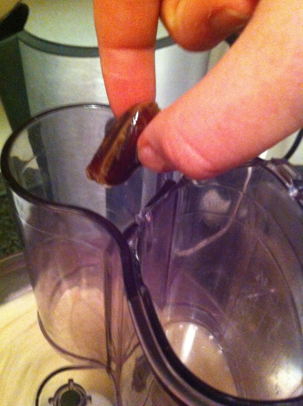 While mixing put on date at a time into your blender