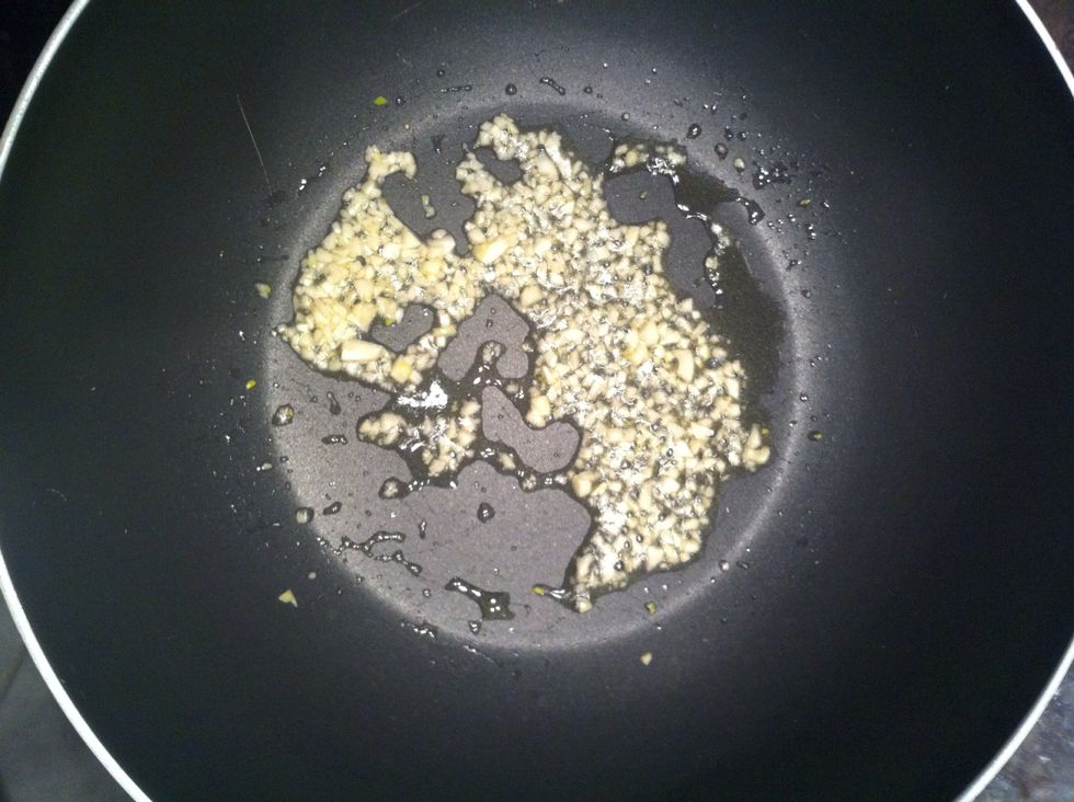 While pasta is cooking add finely chopped garlic to hot pan ( make sure u dnt burn the garlic )