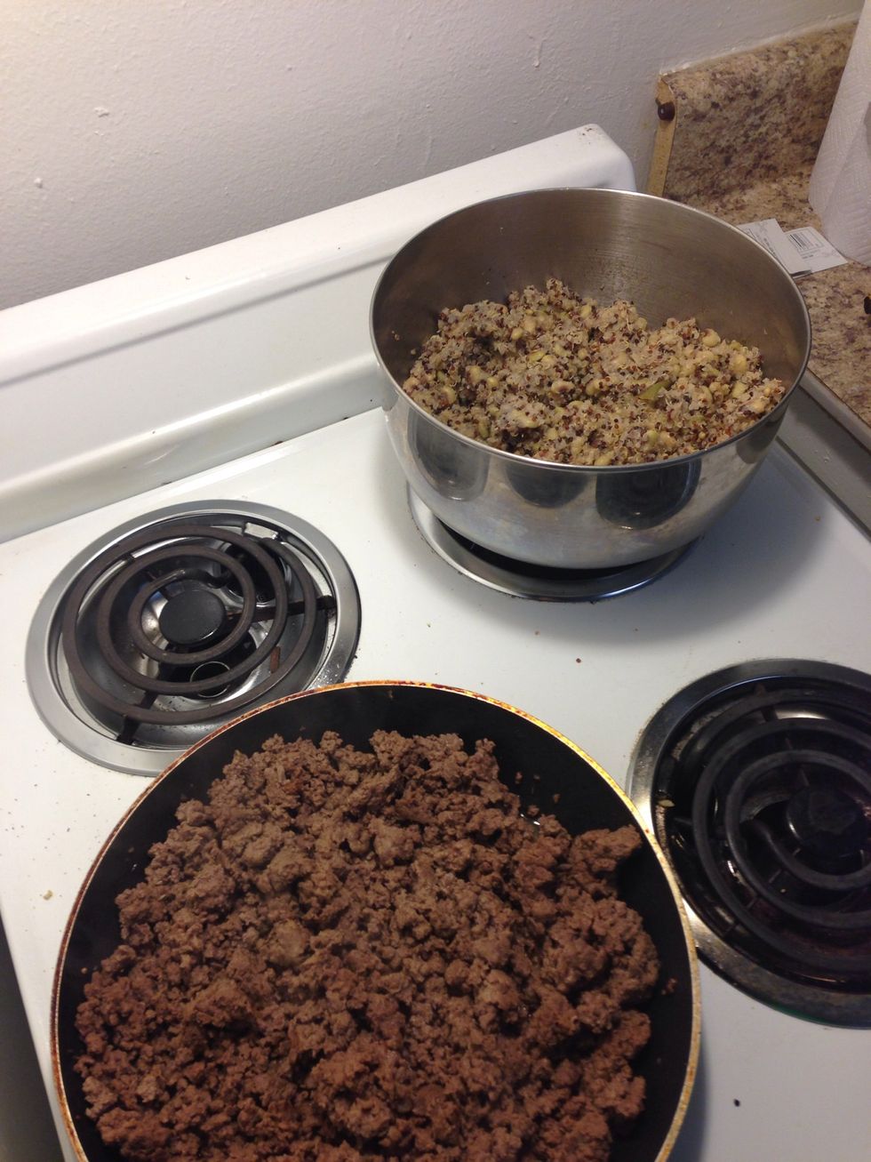 While peas & quinoa are cooling, I like to add lemon juice, more salt & pepper to taste.