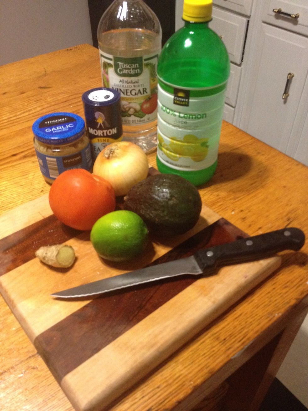 While potatoes are baking gather ingredients for guacamole