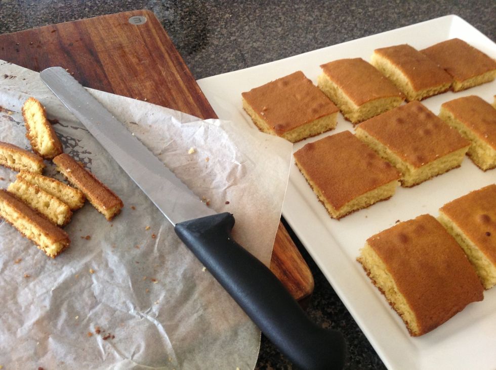 While still warm, cut into squares.