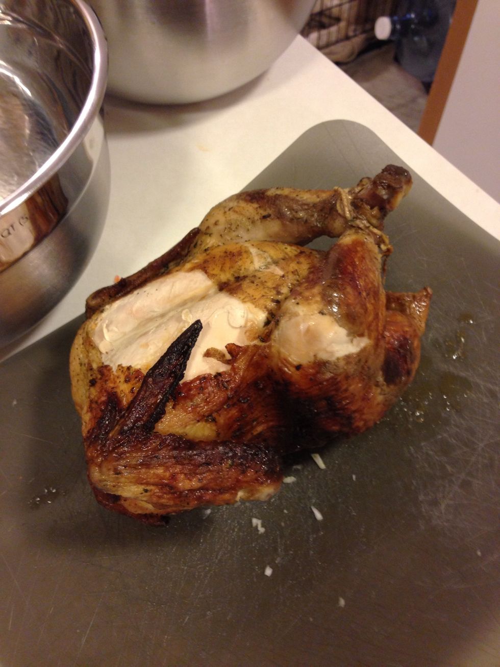 While that cooks debone chicken, I just got my Hands in there and went to town