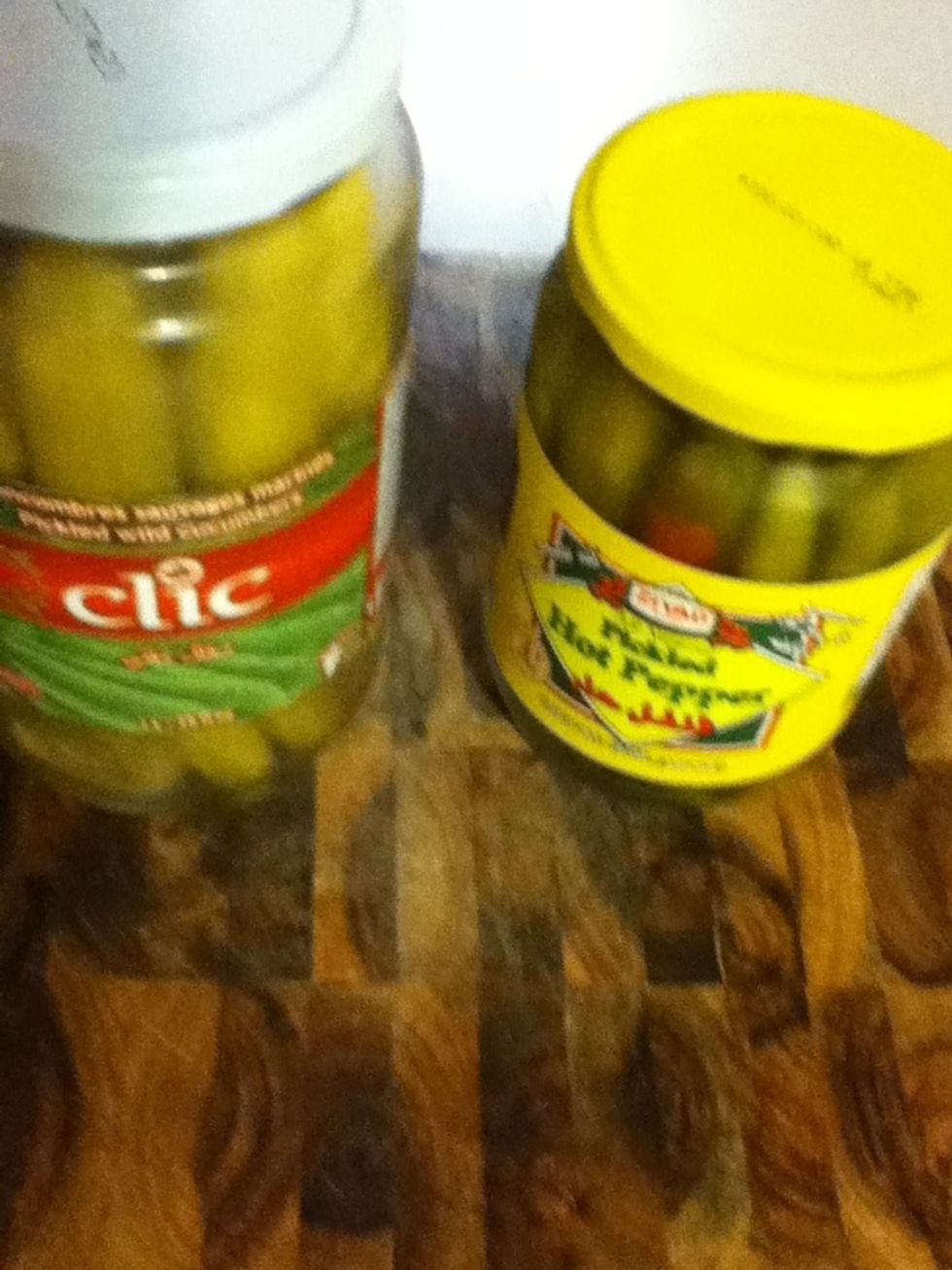 While that's baking, you can arrange all the condiments you're gonna have. You'll need pickles, of course.