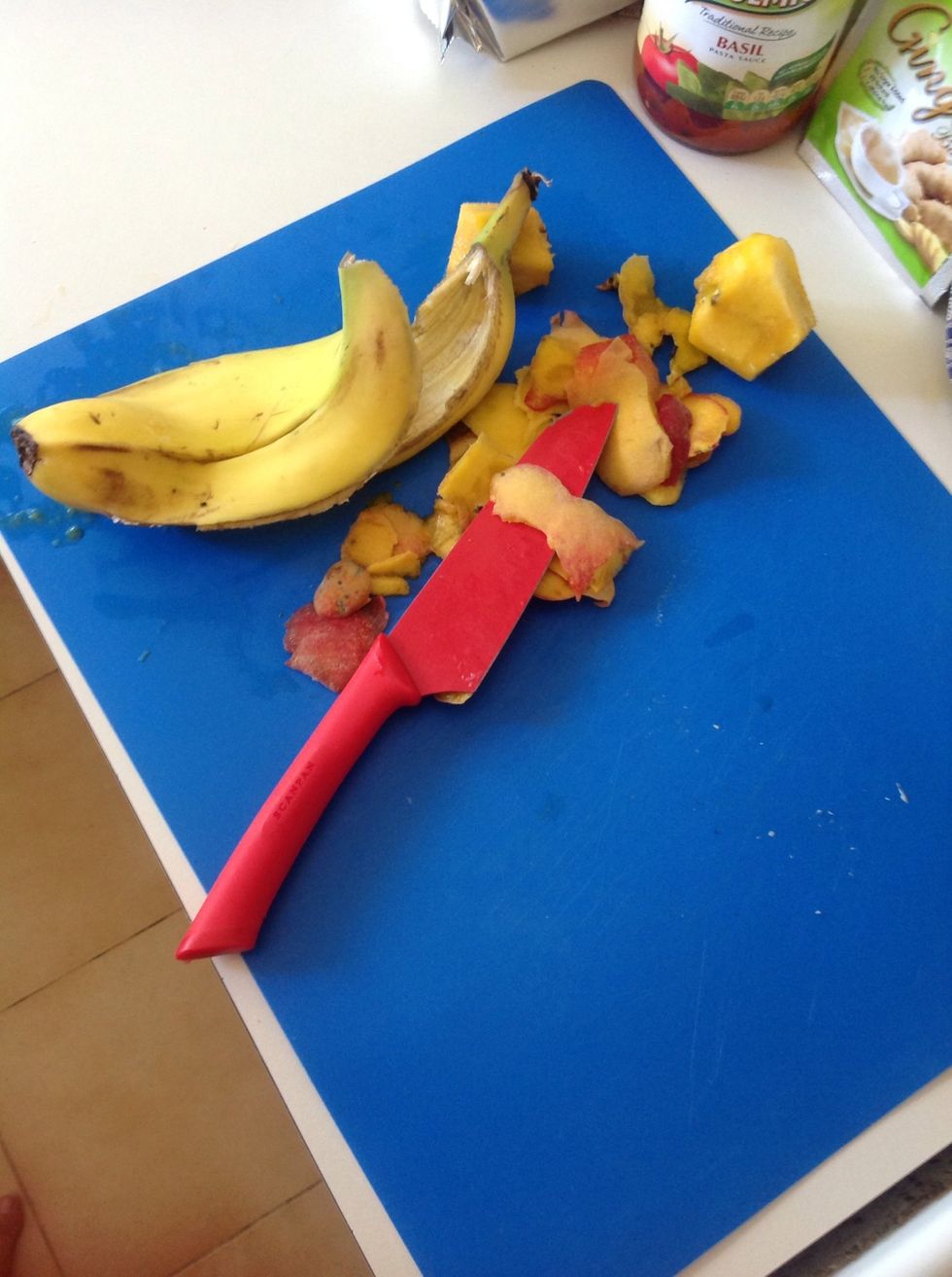 While the blender does its work, clean up your mess. It is important to occupy yourself at this time as you want the shake to be smooth, not grainy.