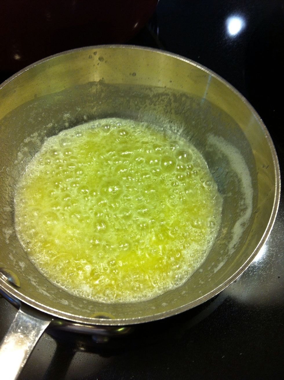 While the bread is rising, warm up 4TB butter and cook until browned up