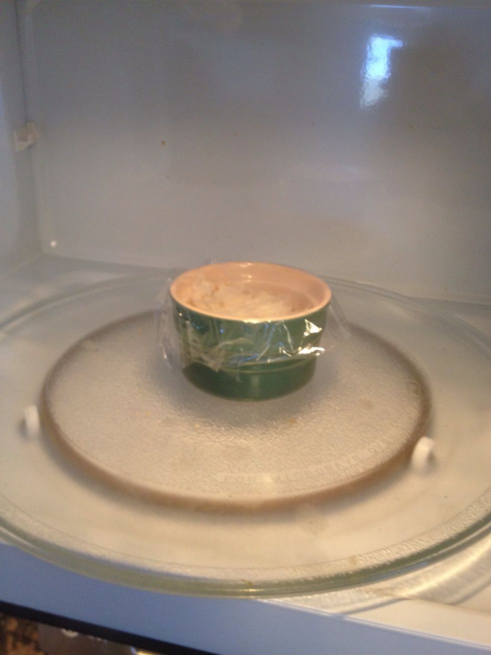 While the dogs are steaming, place the sauerkraut in a microwaveable bowl and cover with plastic wrap. Set the time for 3 minutes at 30% power. More time less power = throughly heated food!