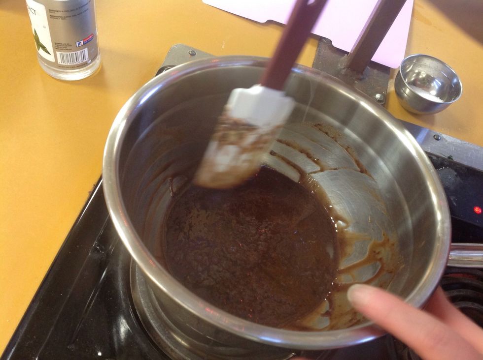 While the ingredients are melting, be sure to stir the entire time, and really scrape down the bottom and the sides of the bowl. No scrambled eggs! If it gets to hot, remove the pan from the heat.