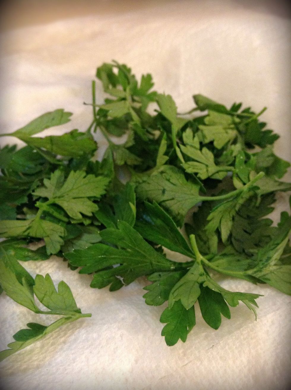 While the potatoes are boiling get your spices ready. Wash your parsley and pat dry.