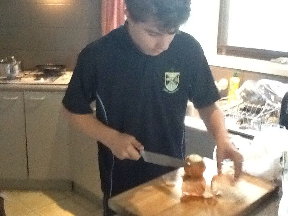 While the potatoes are boiling, peel your onions.