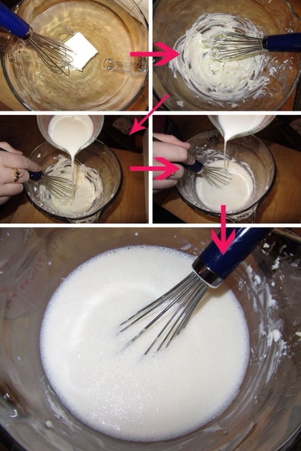 While the potatoes are in the microwave, whisk the softened cream cheese in the Pampered chef classic batter bowl until smooth.