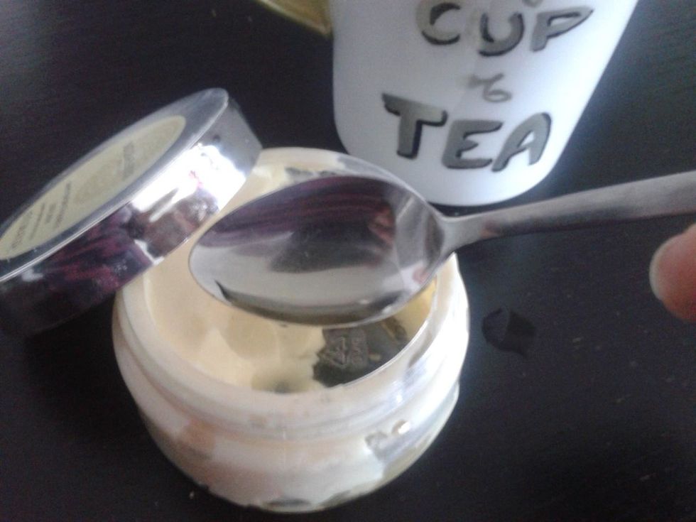 While the tea is still hot, add it to your cream, 2 tbsps to start, then 1 tbsp at a time as needed.