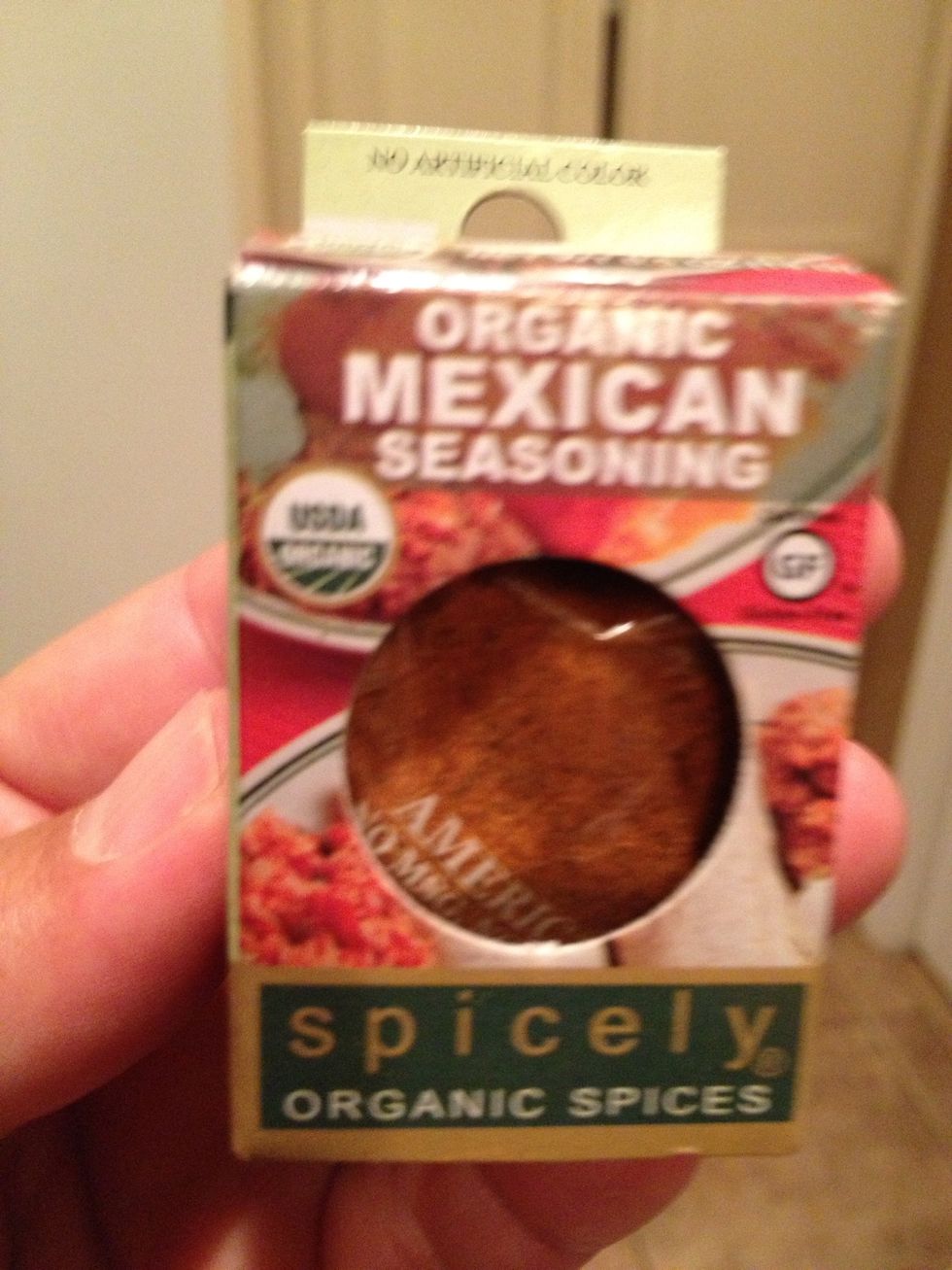 While the vegetables are getting soft, add about a tablespoon of Mexican seasoning or your favorite chili powder. You may also use a package of prepared chili seasoning.