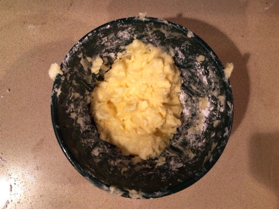 While they are backing prepare your filling. Mix the powdered sugar and butter together. After, place filling in fridge to chill