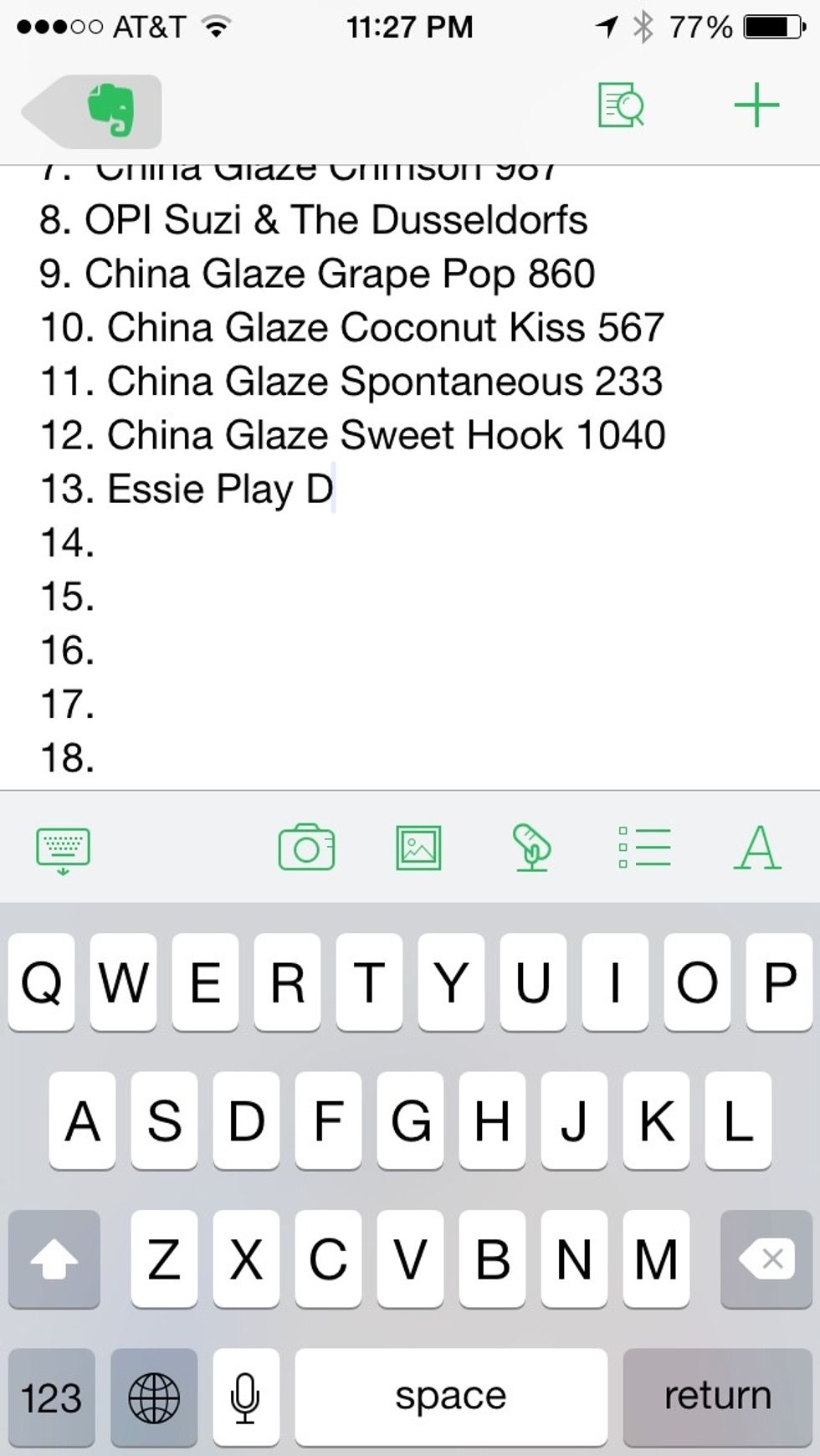 While they are drying, I added the color names to my Evernote notebook.