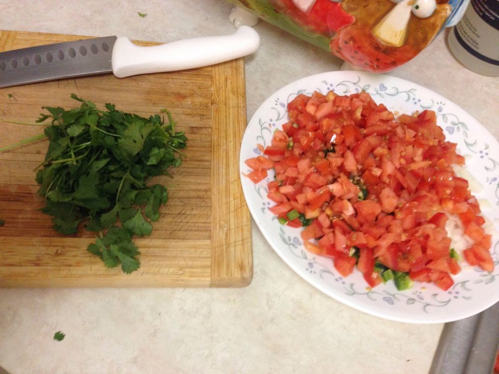 While waiting, dice the rest of the ingredients