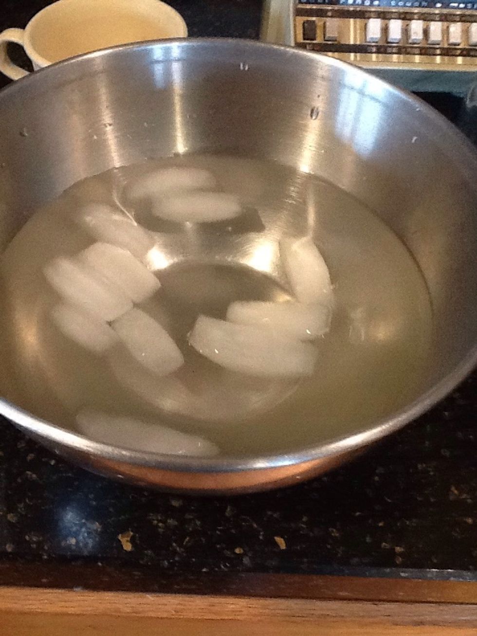 While waiting fill a bowl with ice water