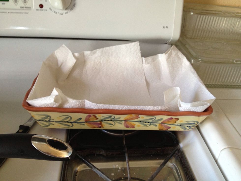 While waiting for oil to heat, get your serving dish ready and lined with paper towels or a thin absorbent cloth.