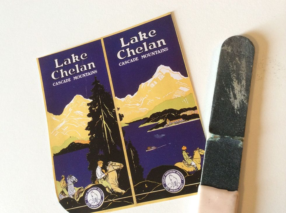 While waiting for the paint to dry, I prepped my collage material. I'm using a collection of vintage travel ephemera (to coordinate with my airstream renovation).