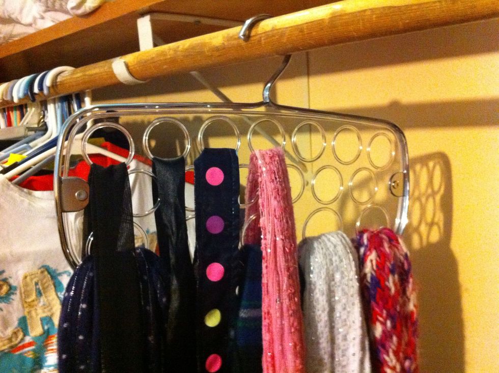 While we are in the closet..more tips. These hangers are super handy for scarves.