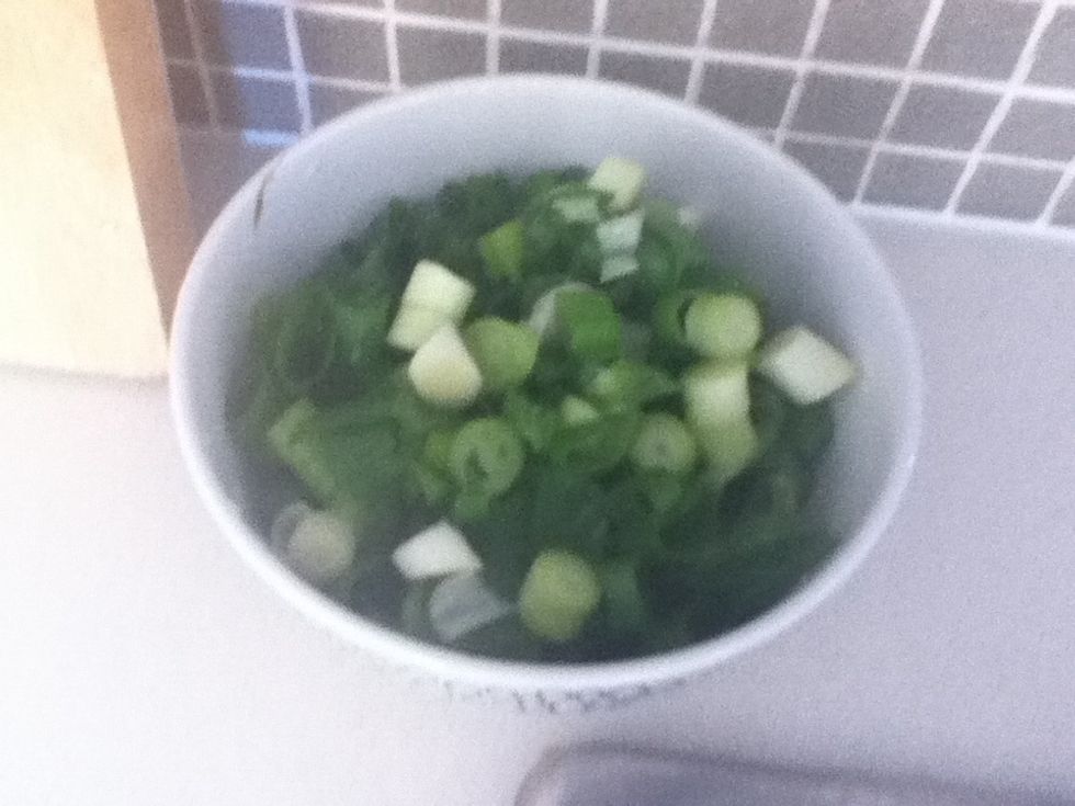 While you chop the coriander and the green onion