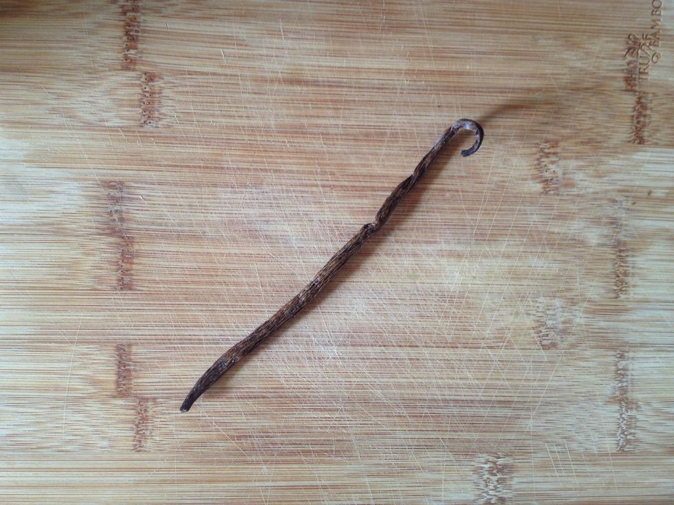 While you dissect your vanilla bean, turn off the mixer. You can find vanilla beans near the other spices and extracts in the store or cheaper online.
