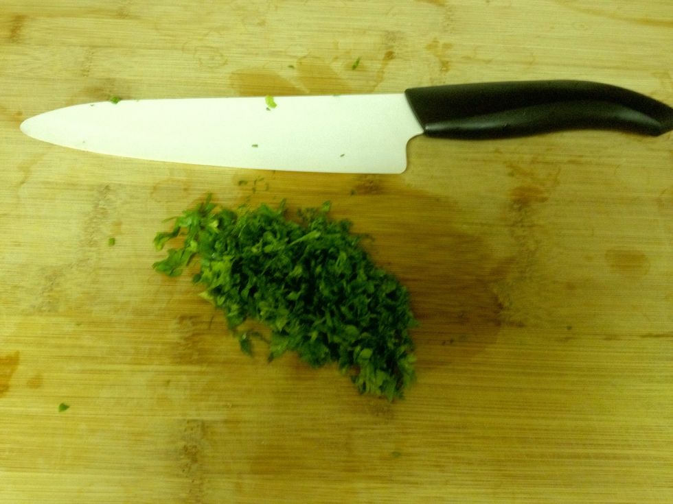 While you're waiting, chop a good handful of fresh parsley.