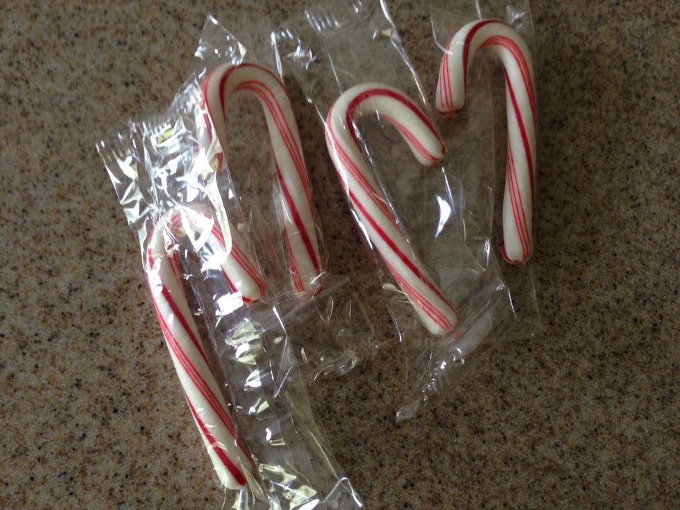 While you're waiting, you can crush up your candy canes if you plan on using them to sprinkle over chocolate covered cake balls.