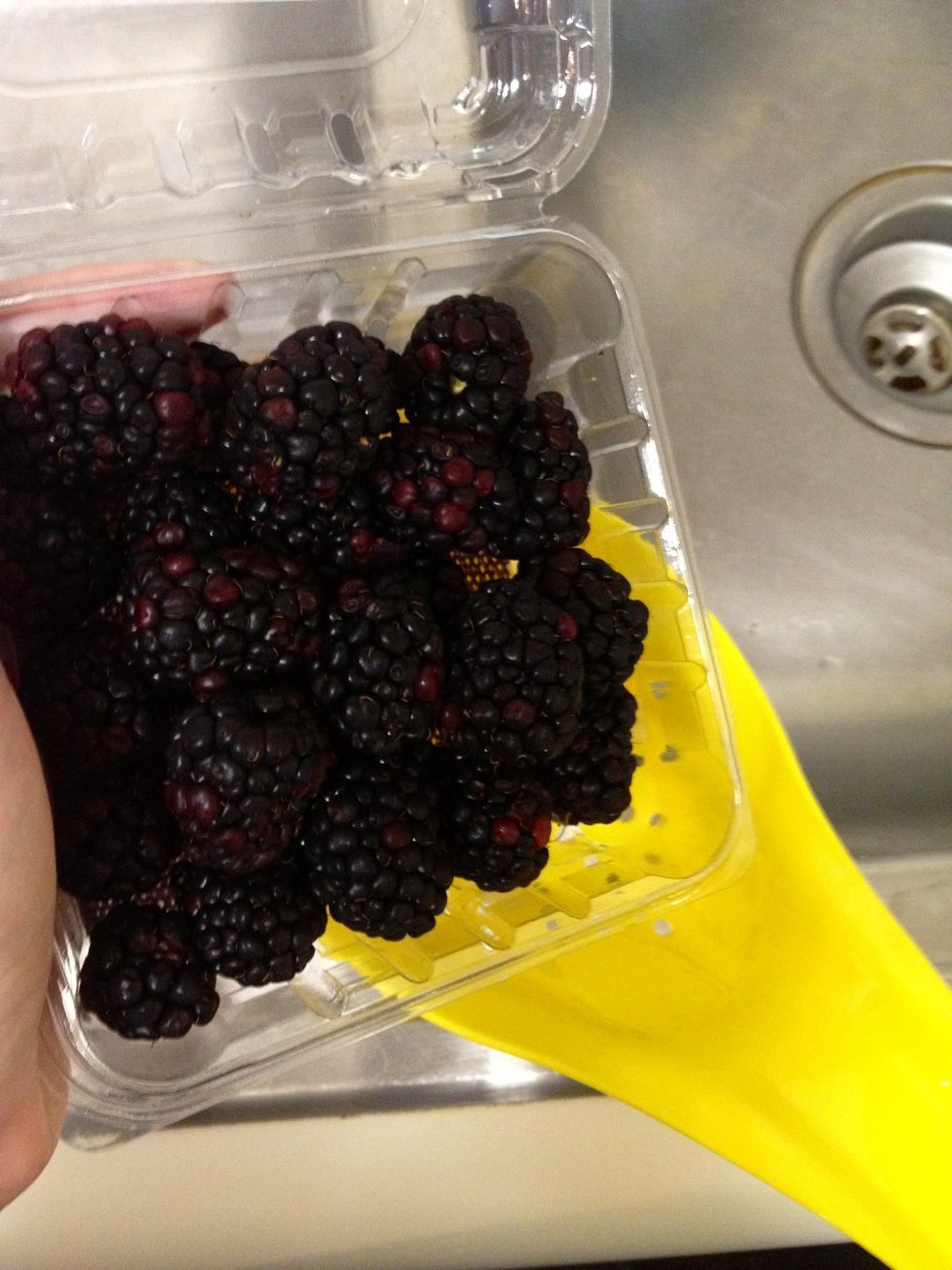 While you wait for it to cool, grab some of your favorite berries. Here I have blackberries - first time I ever had panna cotta was with macerated blackberries and to me, it was perfect.