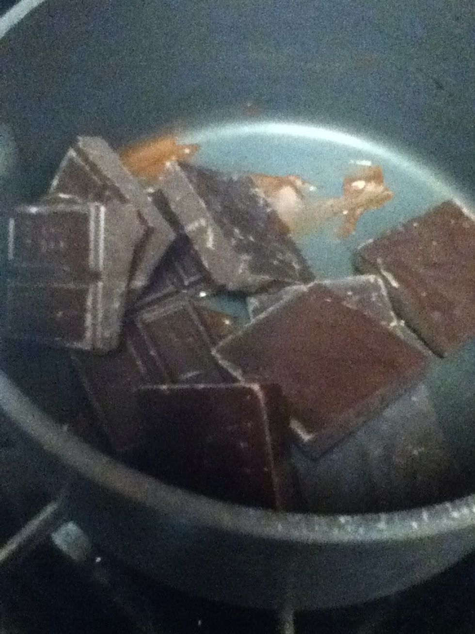 While you wait, melt your chocolate over medium low heat in a saucepan, stirring occasionally.