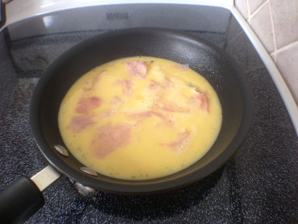 While you wait, now is a good time to add your creativity. I pulled apart some ham and threw it in there!