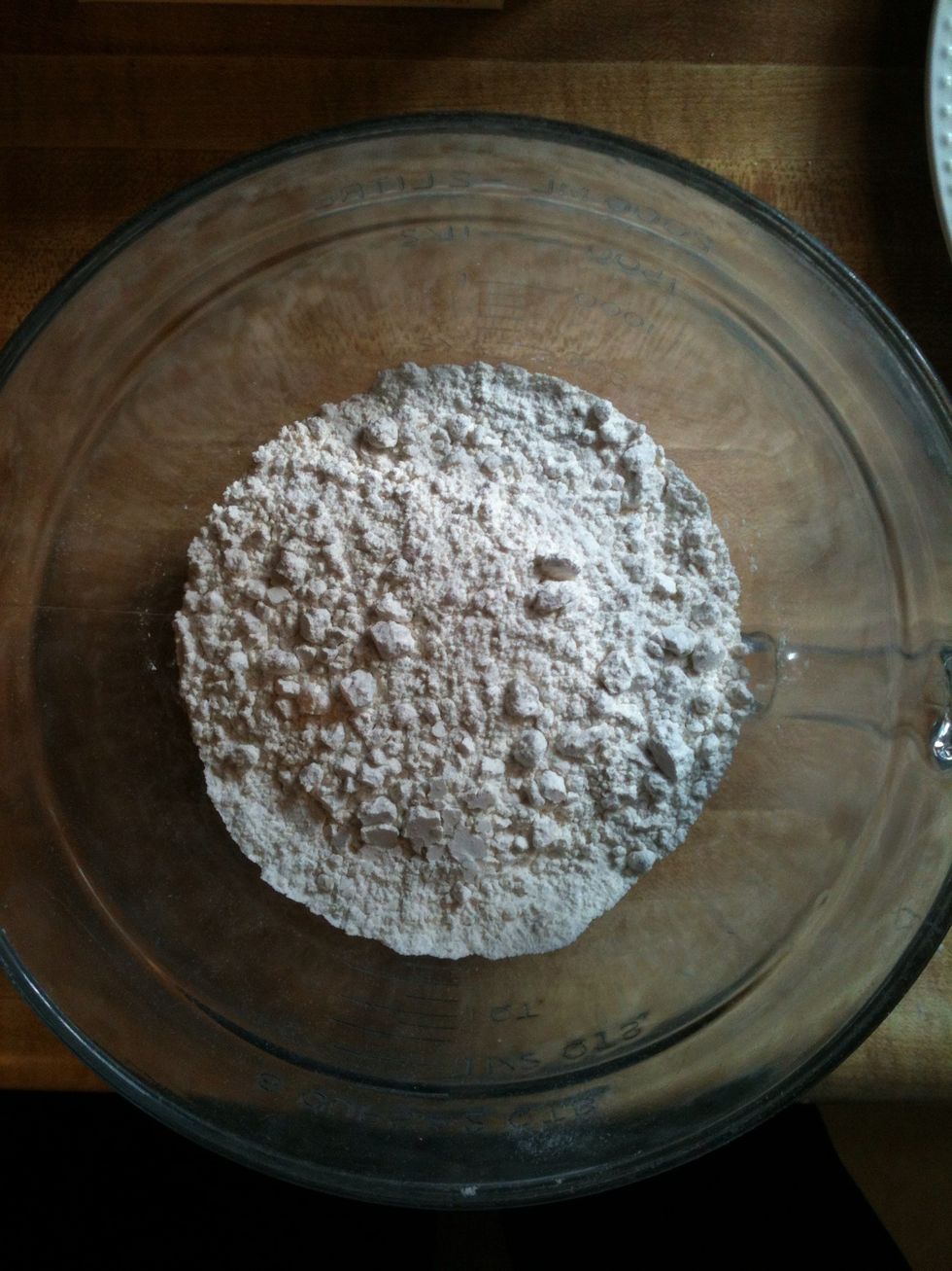 While your bananas are thawing add flour to a large bowl. (2cups)