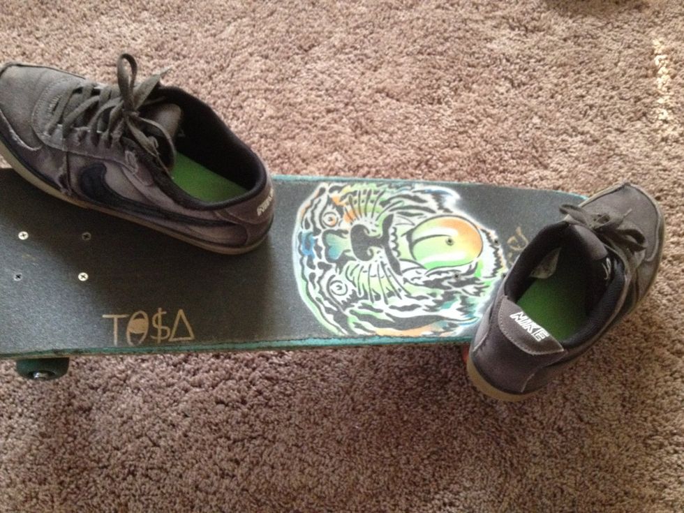 While your riding fakie flick your front foot out and your back foot forward after you pop. The board should rotate Add a 180 body varial while in rotation.