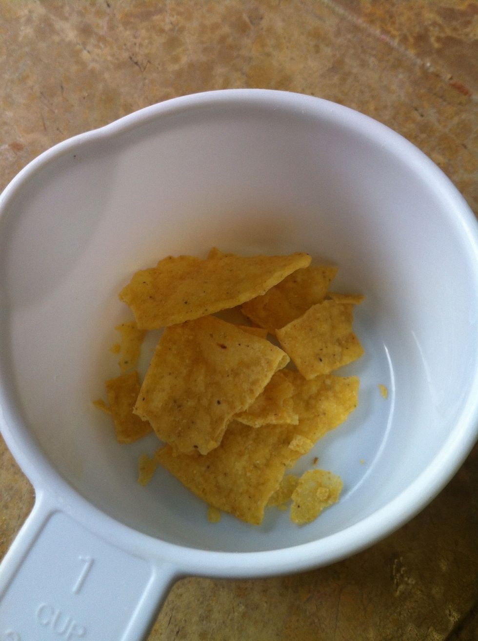 While your waiting, crush your chips until you have a cup.