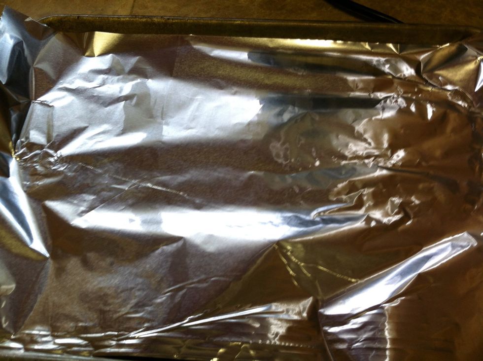 While your waiting....On a cookie sheet, place enough foil to cover....