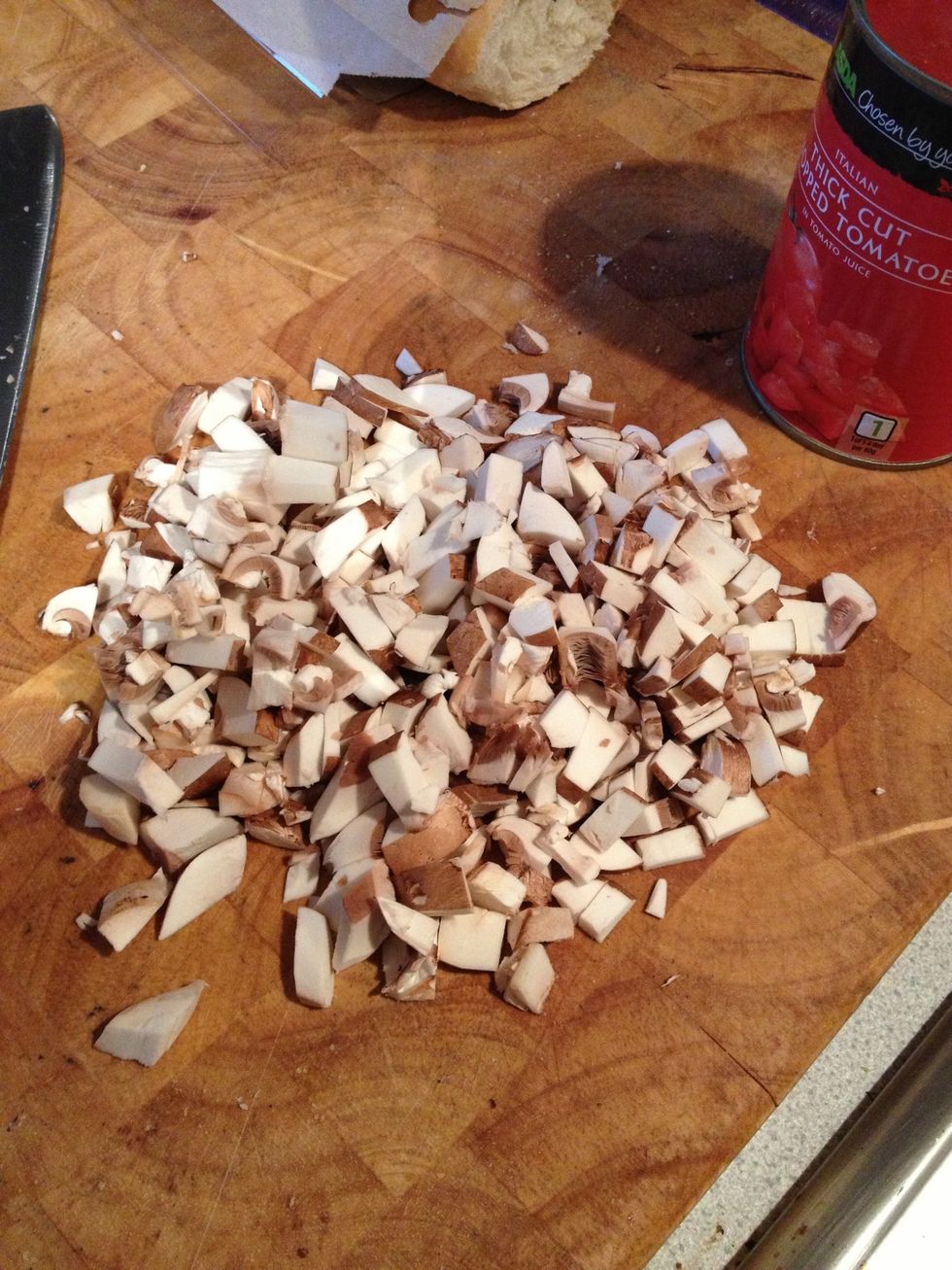 Whilst cooking chop mushrooms