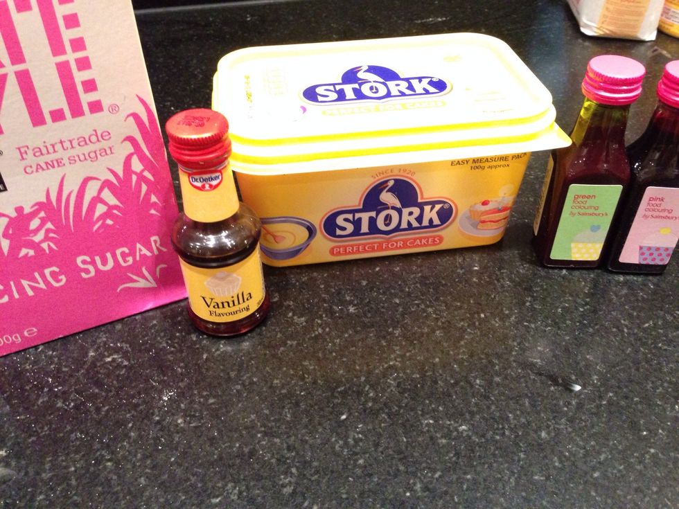 Whilst in the oven get ingredients ready for the butter icing