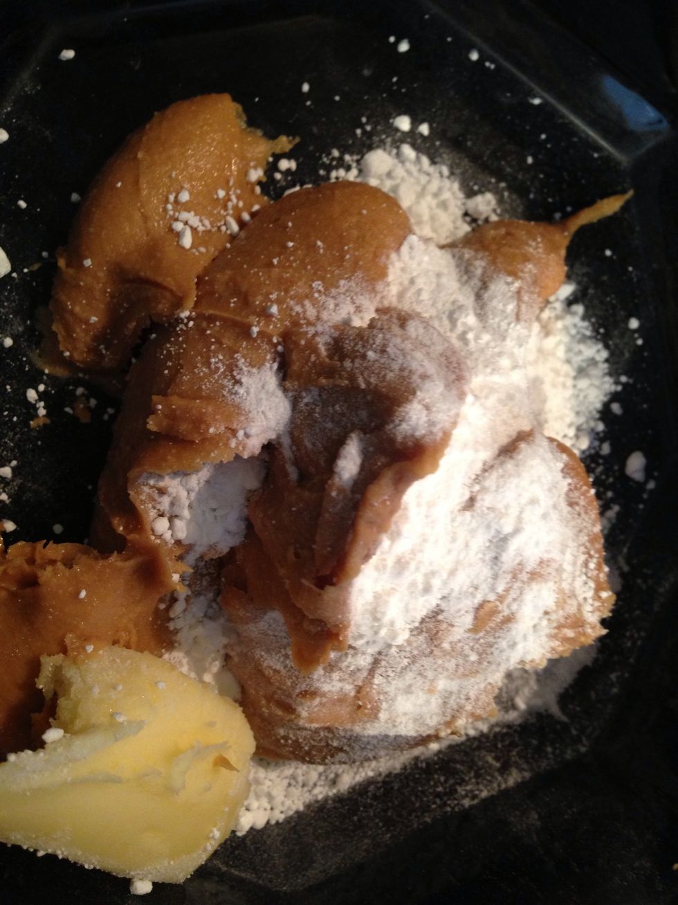 Whilst the cups are cooling put the peanut butter, sugar and butter into a bowl over hot water