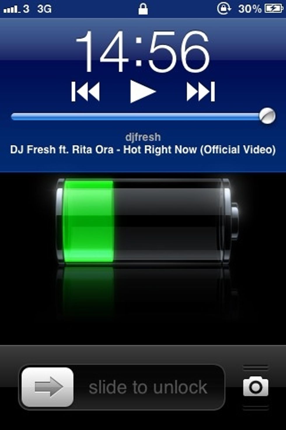 Whilst the phone screen is still on double click the home button and a music player bar will appear at the top of the screen.
