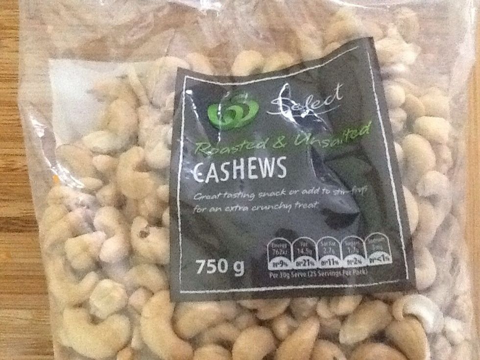 Whilst your tomatoes are cooking, get your cashews ready.