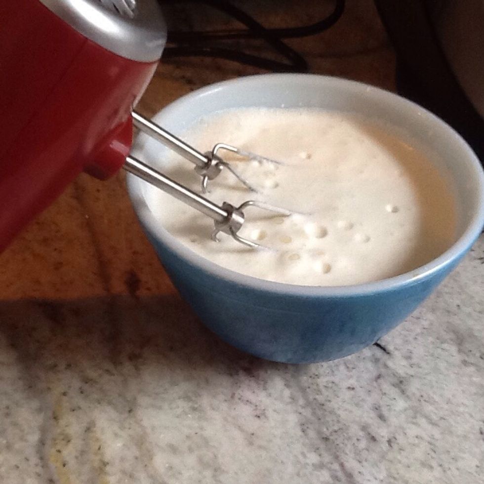 Whip cream with mixer until frothy and thickened. You may want to add confectioner's sugar to sweeten, this would make final result more like a dessert.