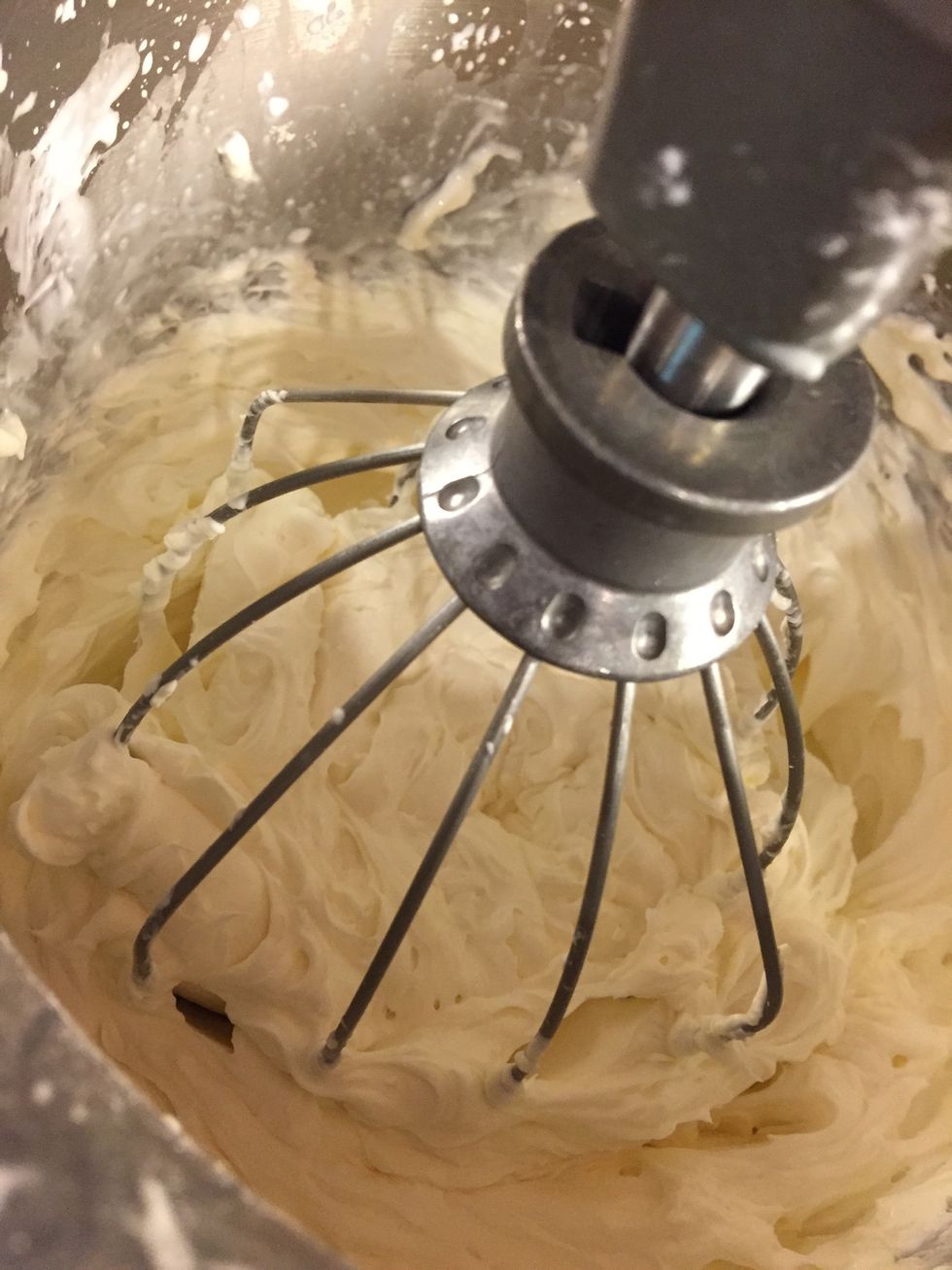 Whip on high for 3-4 minutes! Note: this is soft cream cheese frosting great for topping cupcakes, or dipping, however it is not very "sturdy" so keep that in mind! :)